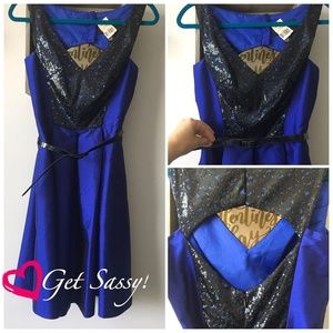 *NEW* Monique Lhuillier Royal Blue Open Back Dress